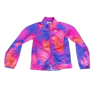 Adidas bright multi color geometric lightweight girls zip up jacket